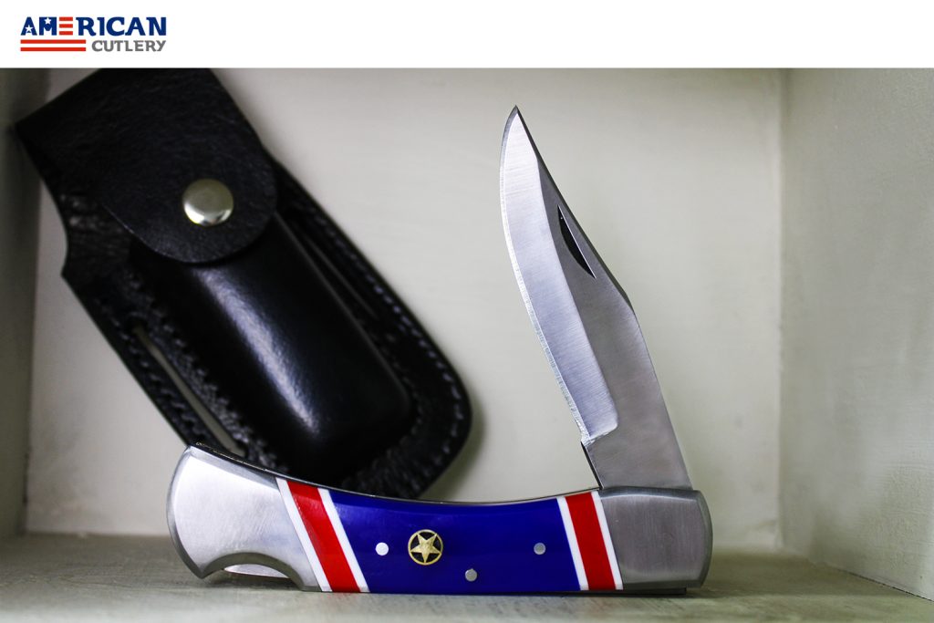 Custom Handmade Stainless Steel American Flag Folding Pocket Knife by American Cutlery