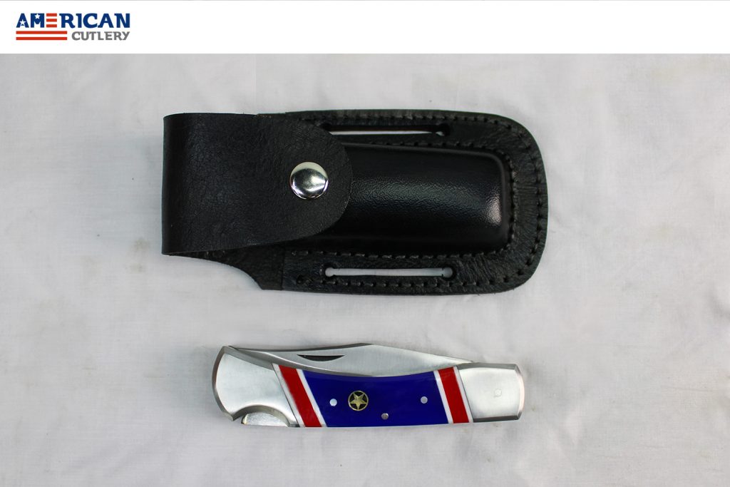 Custom Handmade Stainless Steel American Flag Folding Pocket Knife by American Cutlery