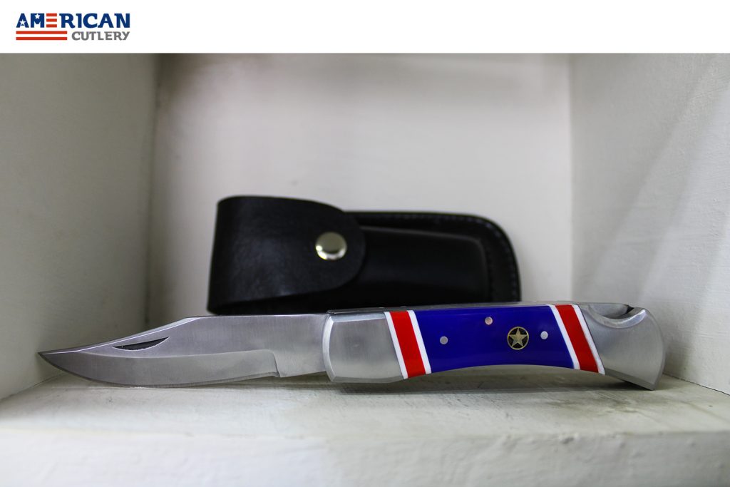 Custom Handmade Stainless Steel American Flag Folding Pocket Knife by American Cutlery