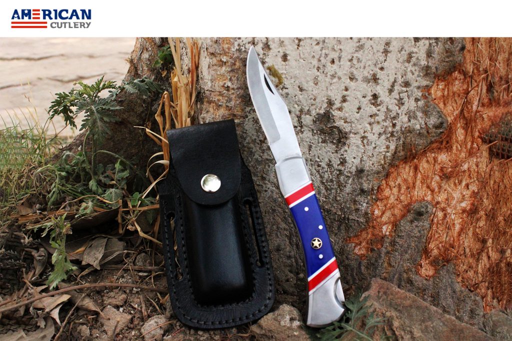 Custom Handmade Stainless Steel American Flag Folding Pocket Knife by American Cutlery